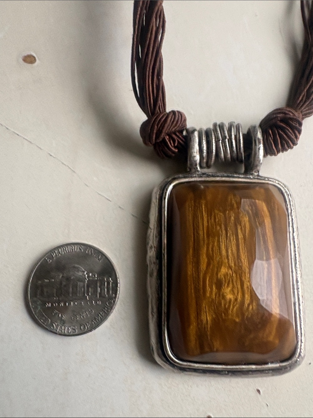 Coldwater Creek Brown Glass Pendant Multi-Strand Necklace with Silver Accent - Picture 2 of 7